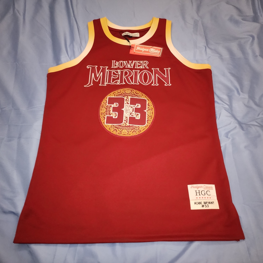 HEADWEAR CLASSICS MEN'S LOWER MERION  KOBE BRYANT #33 JERSEY BURGUNDY SZ XL